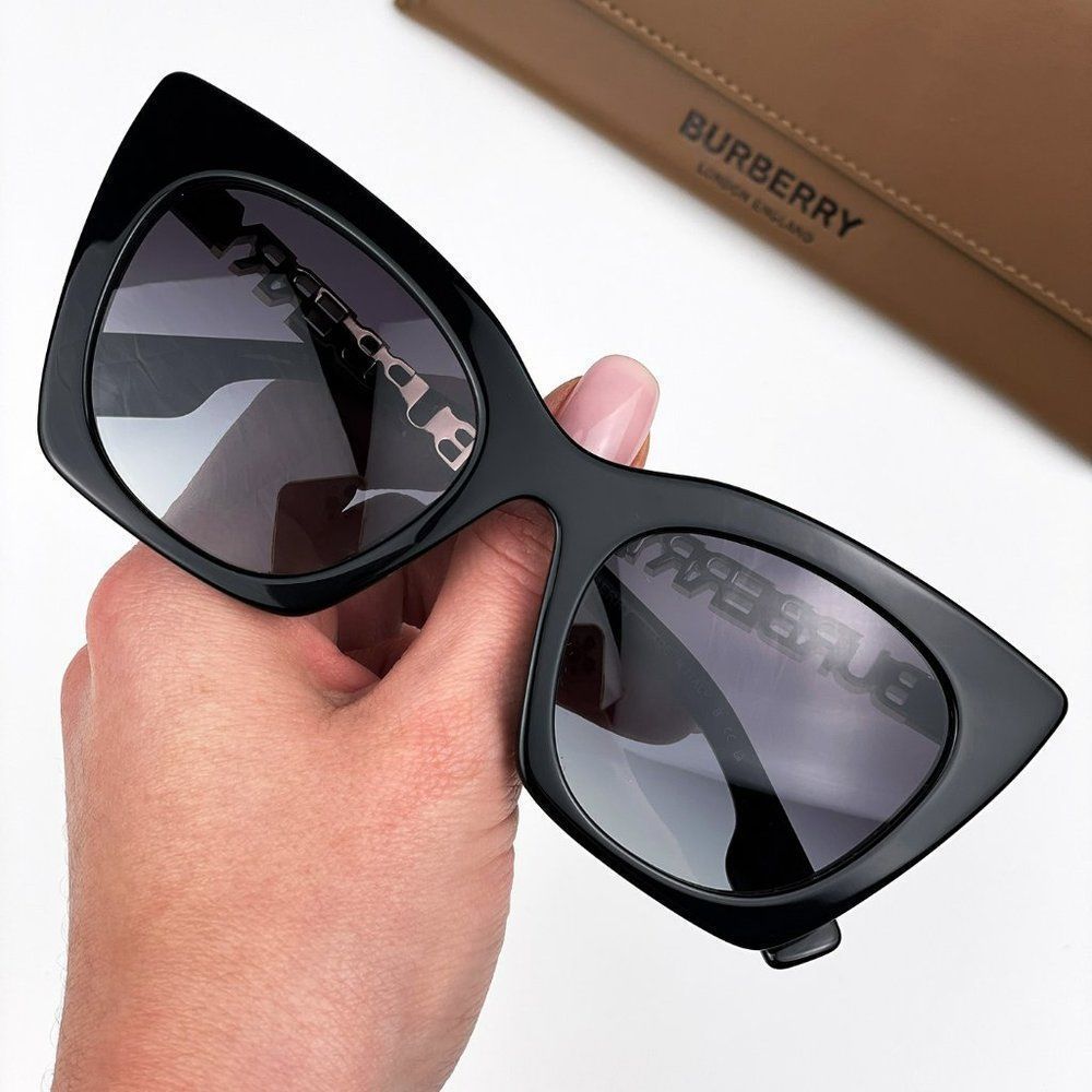 Burberry Be4372u Marianne 30018g Sunglasses Black Grey Gradient Cat Eye Woman